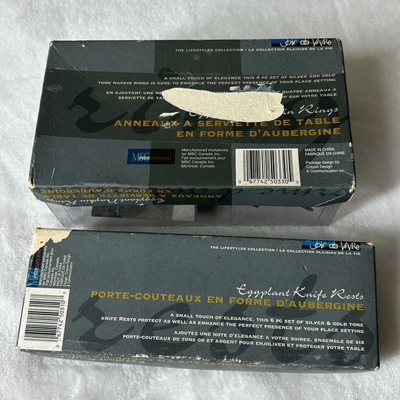 🖤JOIE de VIVRE 4 Eggplant Napkin Rings + 6 Knife rests bundle - Picture 5 of 10
